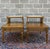 A pair of vintage Gordon's Fine Furniture French Louis XVI walnut step back side tables having inset marble tops with gold...