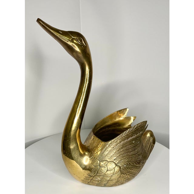 Vintage Brass Swan Planter For Sale - Image 4 of 12