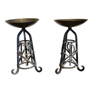 Vintage Wrought Iron Candle Holders- a Pair