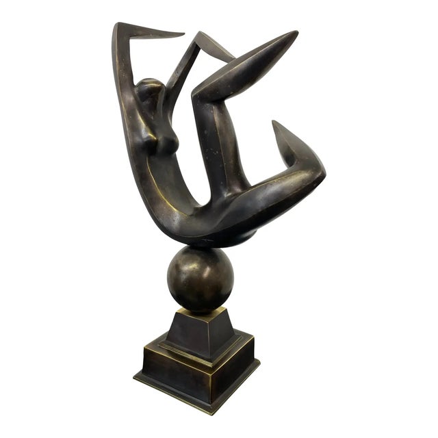 Metal "Levitation" Contemporary Abstract Figurative Bronze Sculpture For Sale - Image 7 of 7