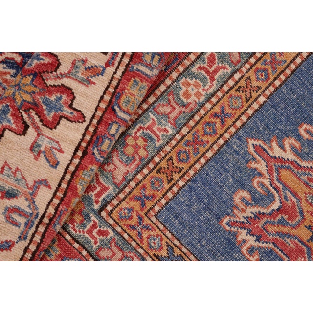 Blue Tribal Super Kazak Blue/Beige Wool Rug - 8'3'' X 10'0'' For Sale - Image 8 of 10