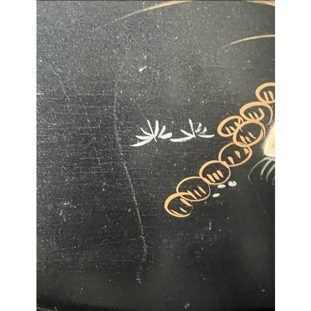 Large Chinese Lacquer Panel With Carved Mother-of-Pearl Figural Inlay, Mid-Century For Sale - Image 10 of 10