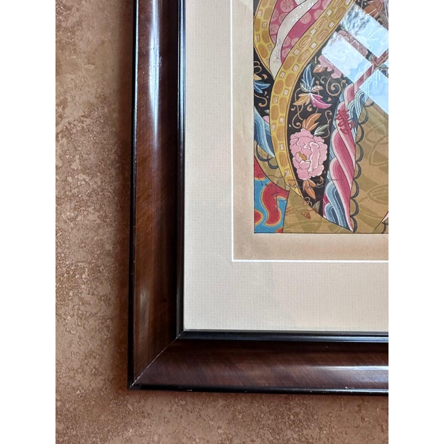 Framed Japanese Woodblock Print Les Perles by Paul Jacoulet For Sale - Image 4 of 16