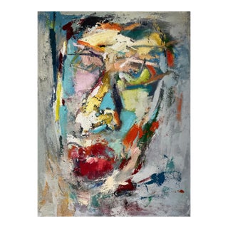 Contemporary Abstract Expressionist Portrait Original Oil Painting For Sale