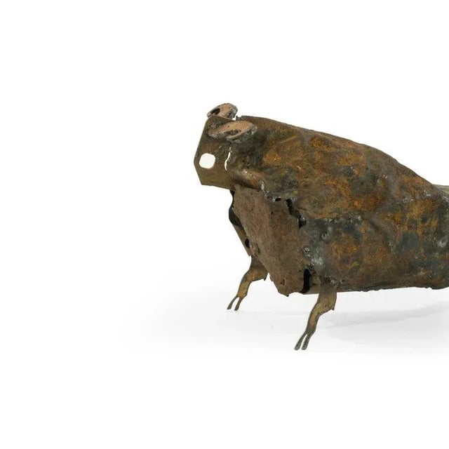 Metal Handcrafted Iron Bull Sculpture, Circa 1980s For Sale - Image 7 of 12