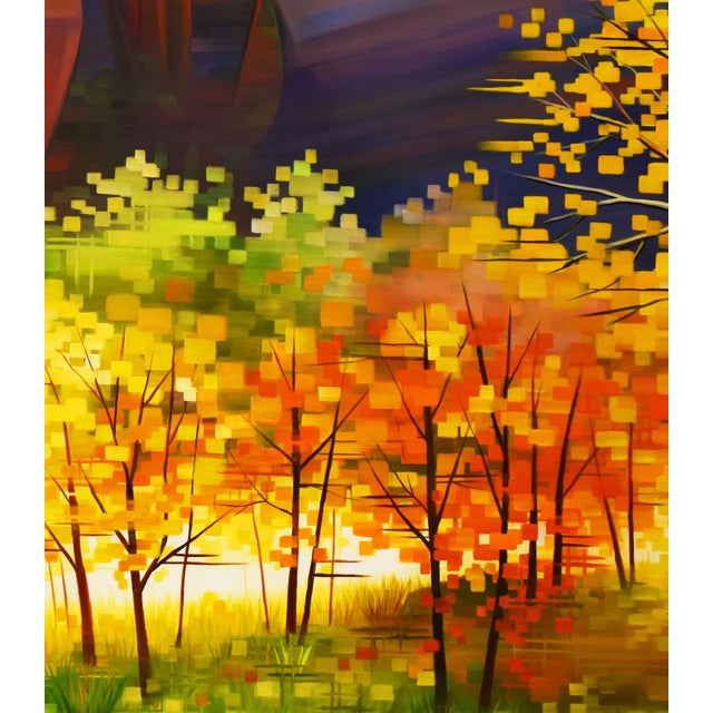 Off the Beaten Path by Michelle Condrat | Oil on panel Autumn landscape with colorful trees. For Sale - Image 4 of 5