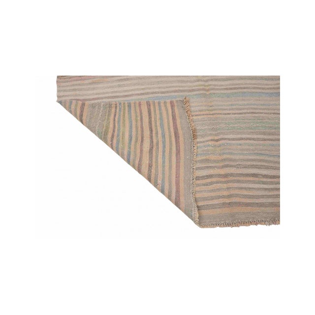 1960s Striped Vintage Faded Turkish Kilim Rug - 5`2″ X 14`10″ For Sale - Image 5 of 6