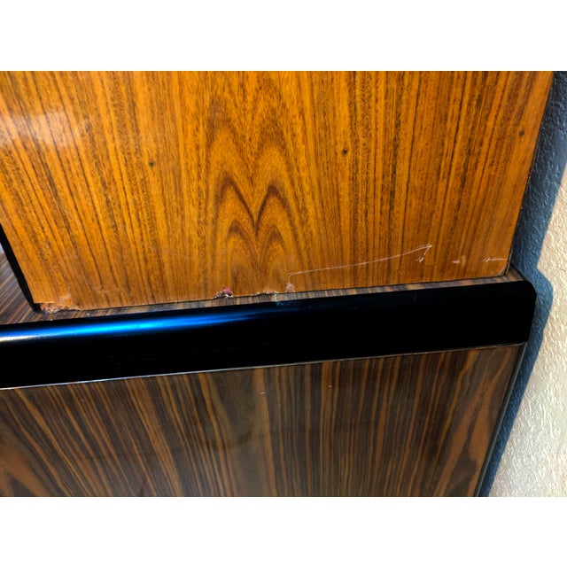 Mid Century Vintage Lacquered Rosewood Veneer Credenza and Hutch Set -2 Pcs. For Sale - Image 17 of 18