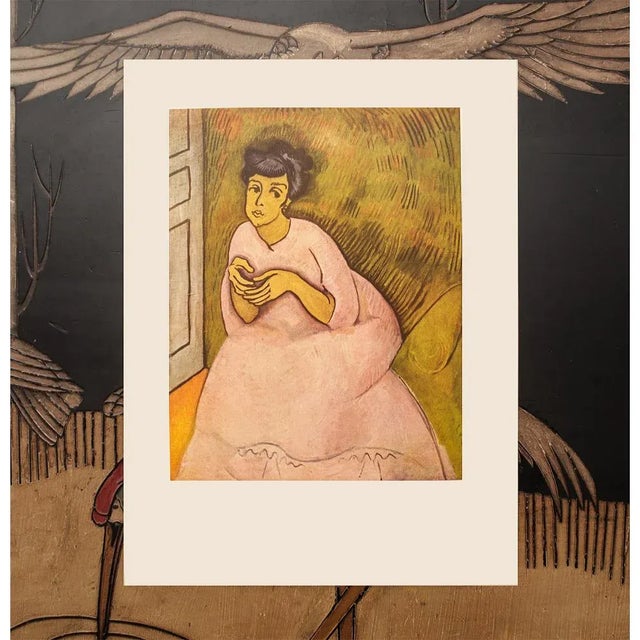 Portraiture 1954 After Raoul Dufy "Woman in Rose", First Edition Offset Lithograph For Sale - Image 3 of 8
