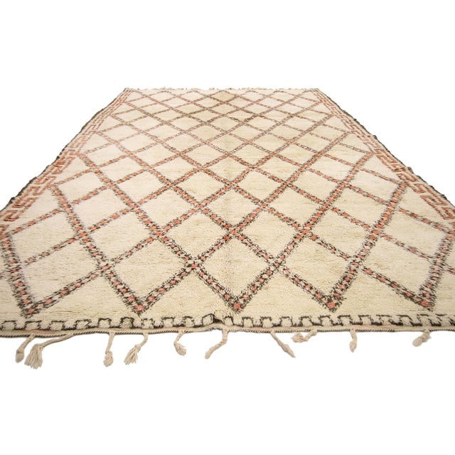 Mid-Century Modern Vintage Beni Ourain Moroccan Rug - 07’01 X 13’01 For Sale - Image 3 of 7