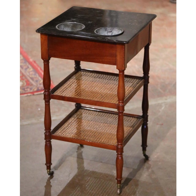 19th Century French Louis Philippe Walnut Rafraîchissoir With Marble Top For Sale - Image 13 of 13