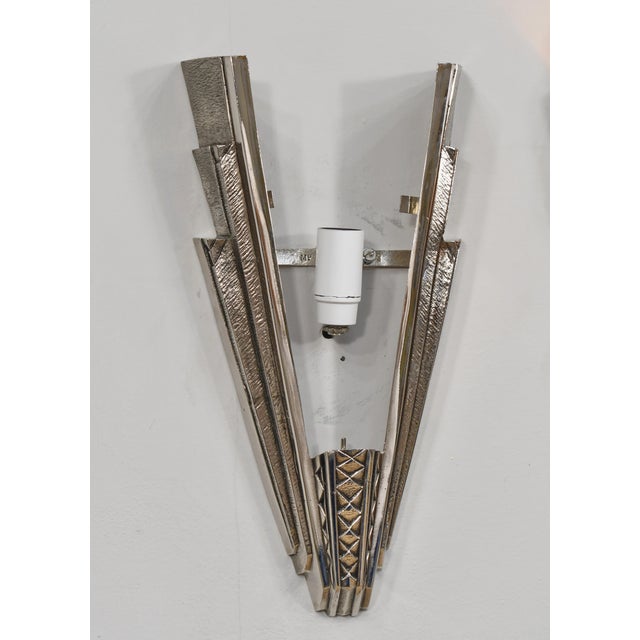 A Pair of French Art Deco Wall Sconces by Maynadier - 1930 France - 2 Pairs Available For Sale - Image 9 of 11