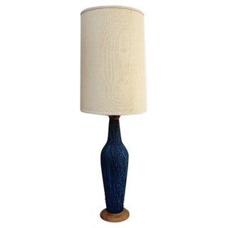 Midnight Blue Mid-Century Lamp For Sale