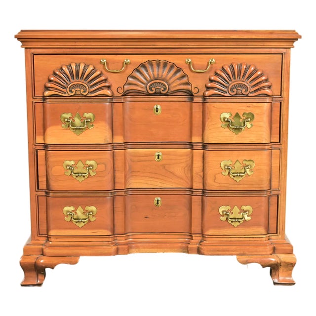 Harden Furniture Georgian Solid Cherry Wood Three-Drawer Block Front Dresser or Chest of Drawers For Sale