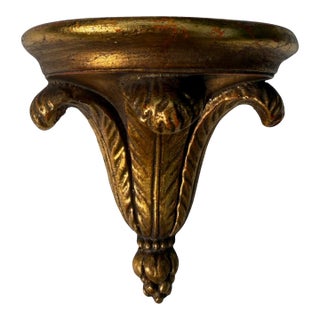 Vintage Petite Italian Florentine Gilt Wall Bracket Shelf For Sale