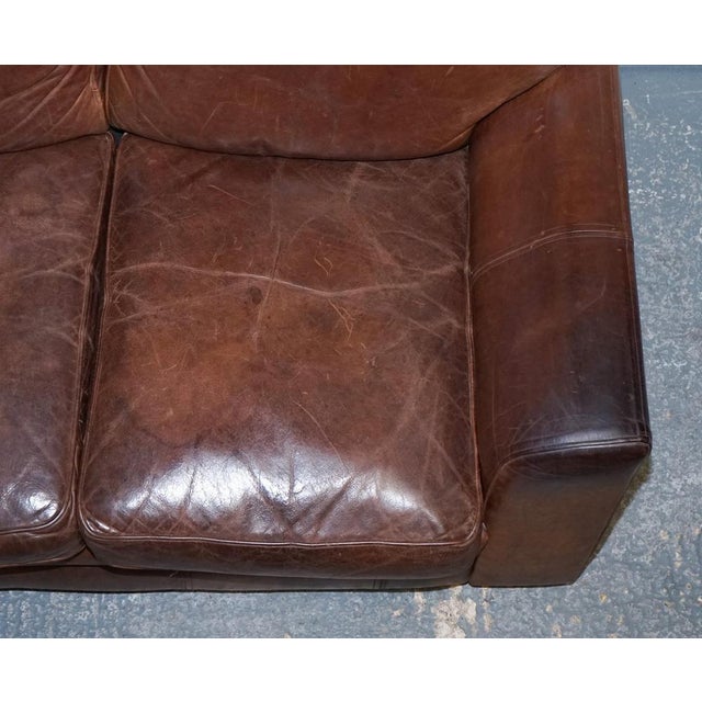 Vintage Halo Two Seater Brown Leather Sofa For Sale - Image 9 of 16