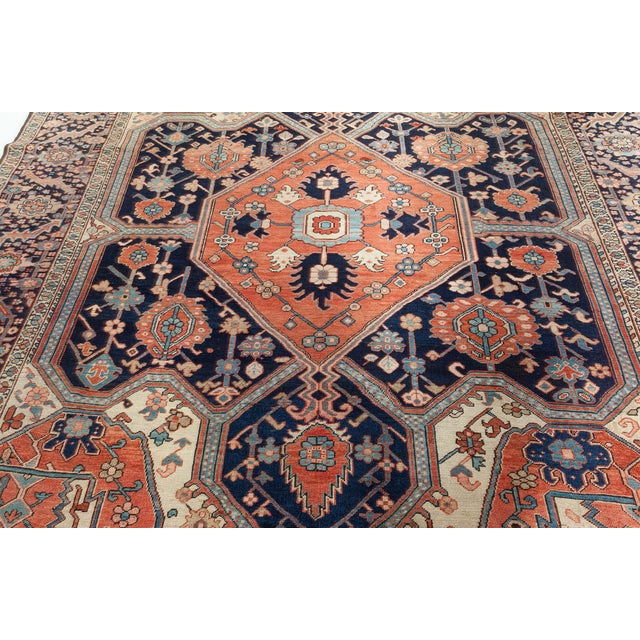 Persian Antique Persian Heriz Rug For Sale - Image 3 of 12