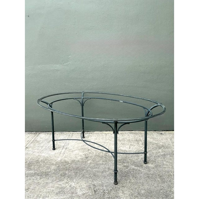 Bottle Green Brown Jordan Vintage Metal Oval Table For Sale - Image 8 of 12