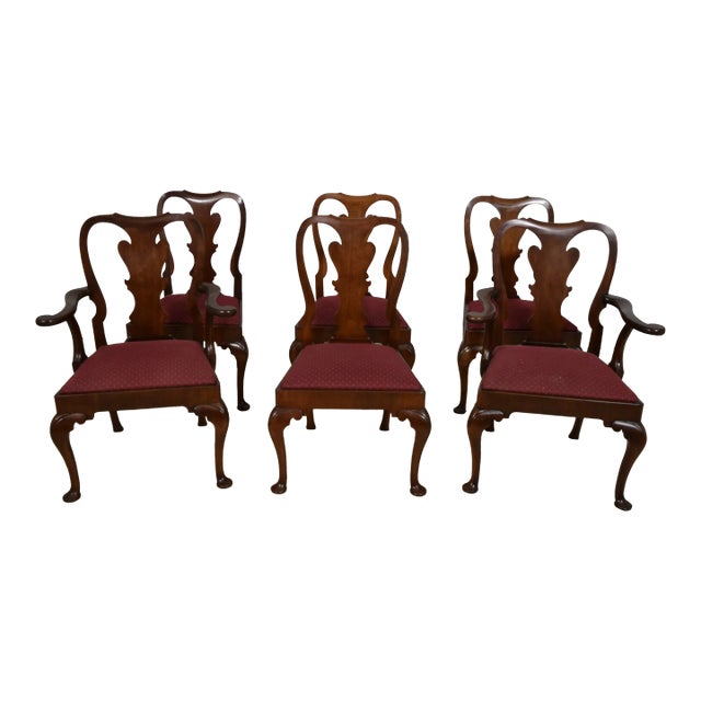 Set of 6 Kindel Queen Anne Mahogany Dining Room Chairs For Sale
