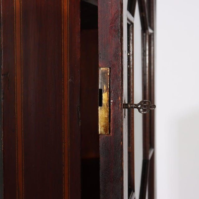 Diminutive Antique Classical Mahogany & Satinwood Inlaid Corner Cabinet C1900 For Sale - Image 13 of 13