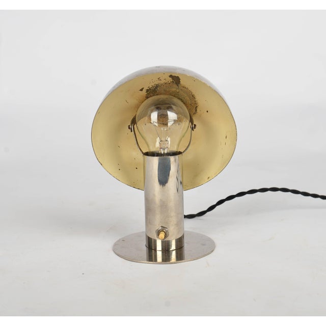 Bauhaus Functionalist Nickel-Plated Desk Lamp, 1930s, in Very Good conditions. Designed 1920 to 1949 European Plug (up to...