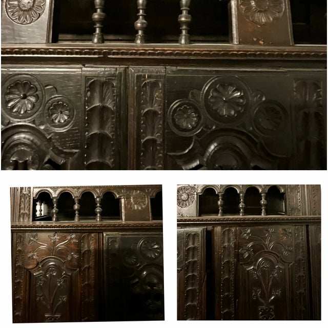 Wood Antique Hand-Carved European French Revival Cupboard For Sale - Image 7 of 11