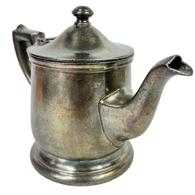 Beaux-Arts 1920s Stevens Hotel Silver Soldered Tea Pot For Sale - Image 3 of 10