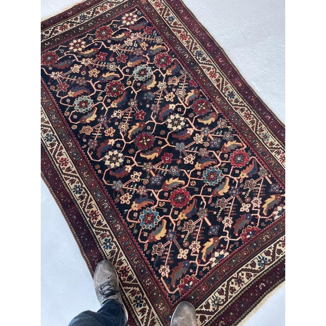 Blue Antique Over-sized Herati Fish or "Mahi" Abstract Design Rug 4.2 x 6.5 For Sale - Image 8 of 9