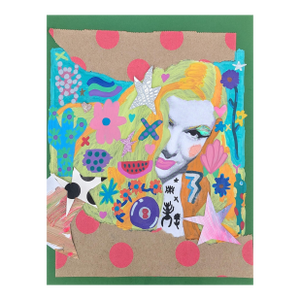 "Veronica Lake but Colorful" Contemporary Mixed-Media Collage
