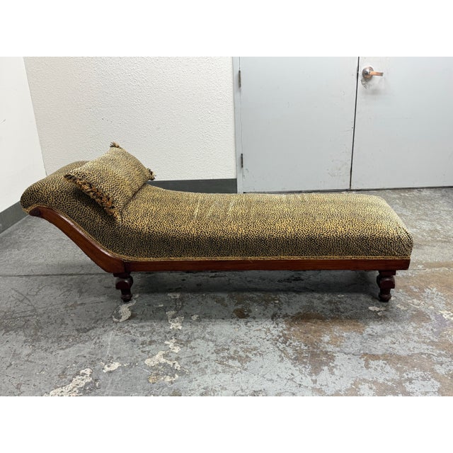 Victorian Leopard Print Chaise Lounge For Sale In San Francisco - Image 6 of 12