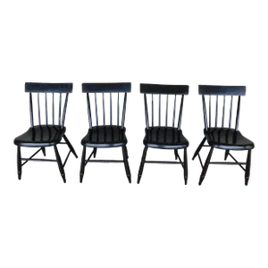 Antique Plank Bottom Painted Side Chairs - Set of 4