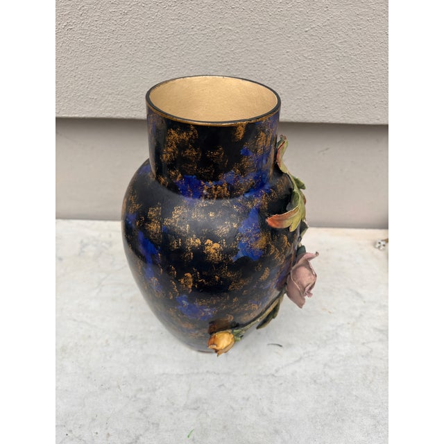 Ceramic 19th Century Majolica Flowers Vase For Sale - Image 7 of 8