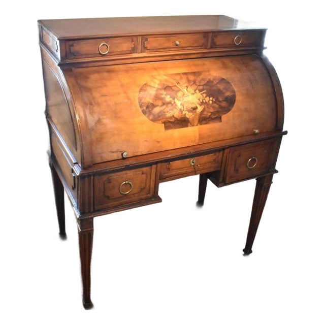 19th Century French Louis XVI Cylinder Front Desk For Sale