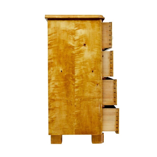 19th century Swedish tiger birch chest of drawers circa 1870. Stunning 4 drawer chest veneered in a tiger birch which...