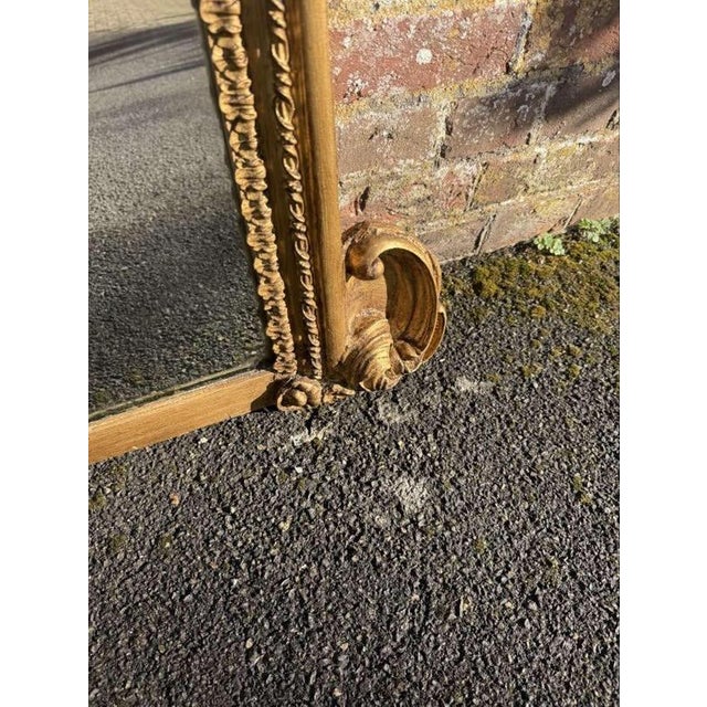 Large Antique 19th Century English Gilt Overmantle Mirror For Sale - Image 4 of 9