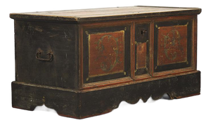 Very Large Rustic Farmhouse Folk Art Bridal Chest / Dresser