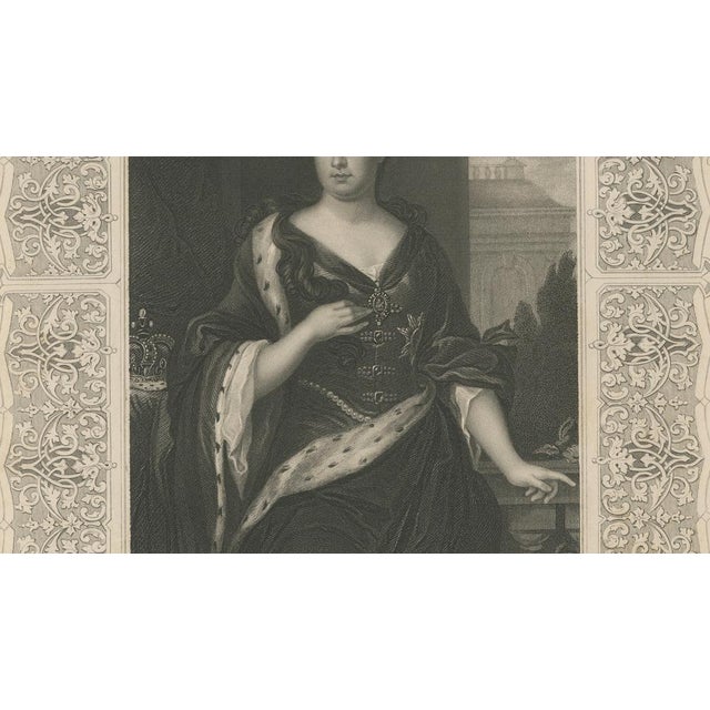 Paper Antique Portrait of Queen Anne, 1850 For Sale - Image 7 of 9