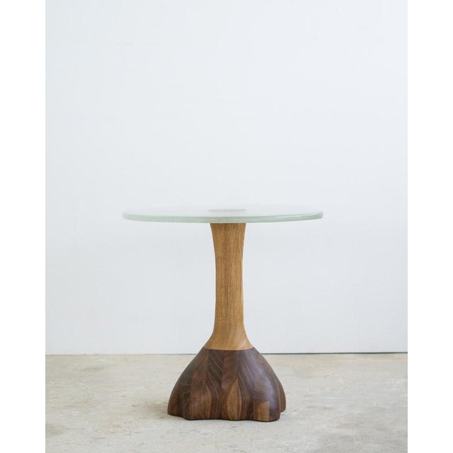 Contemporary Fused Crystal Glass and Walnut Side Table by Alexander Knysch For Sale - Image 3 of 8