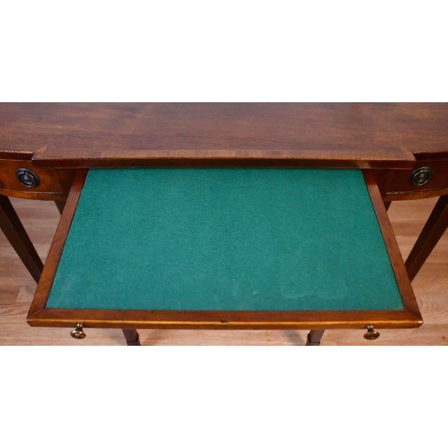 Brown 1910s Antique Dokon n.y English Regency Mahogany Banded Satinwood Console Table For Sale - Image 8 of 13