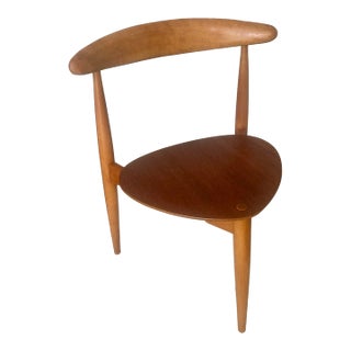 1950s Hans Wegner Teak Heart Chair Fritz Hansen Danish Mid Century Modern For Sale