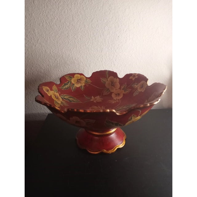 1970s Raymond Waites Toyo Ceramic Hand Painted Pedestal Decorative Bowl For Sale In Dallas - Image 6 of 6