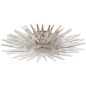 Chapman & Myers for Visual Comfort Signature Quincy Small Flush Mount in Polished Nickel with Clear Acrylic