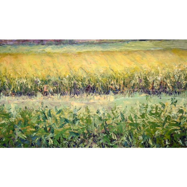 Purple Clouds Above Cornfields on the Farm - Landscape in Oil on Masonite For Sale - Image 10 of 10