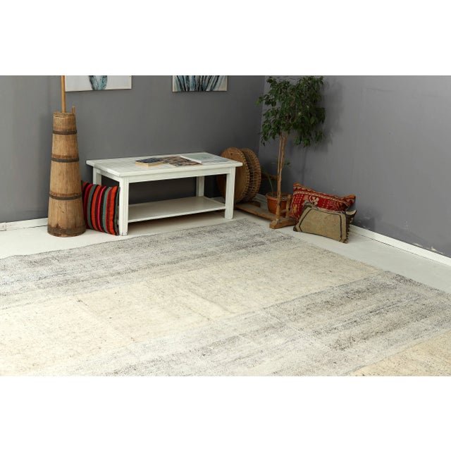 Mid 20th Century Large Vintage Gray Modern Kilim Rug For Sale In Los Angeles - Image 6 of 7