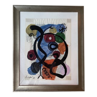 Mid 20th Century Abstract Expressionist Figurative Mixed-Media Painting by Peter Keil, Framed For Sale