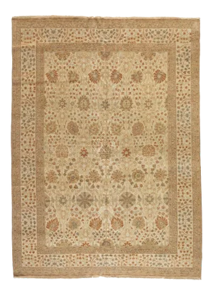 Late 20th Century Ivory Brown Floral Persian Rug