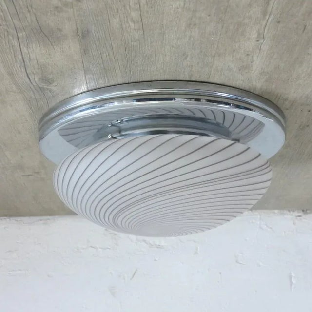 Metal Vintage Italian Ceiling Light with Spiral Pattern For Sale - Image 7 of 7