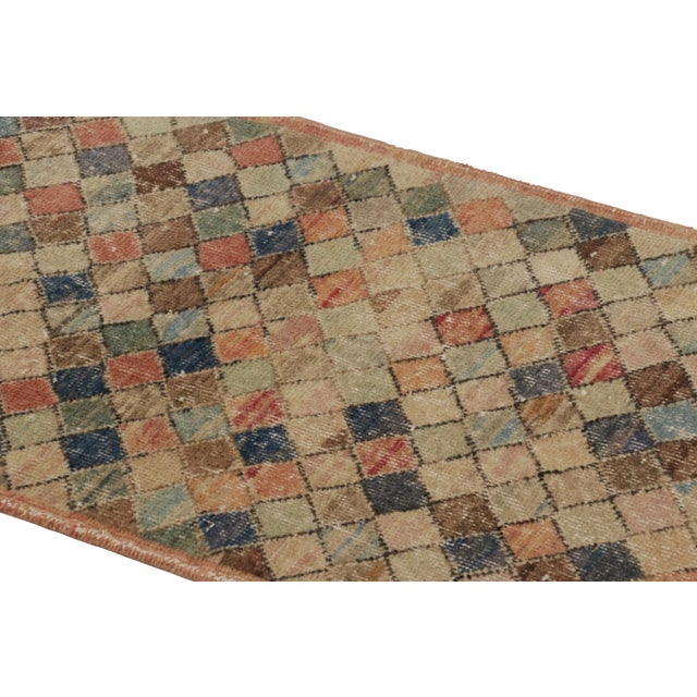 Rug & Kilim Vintage Distressed Runner Rug, Polychromatic Geometric Design - Rug & Kilim For Sale - Image 4 of 7