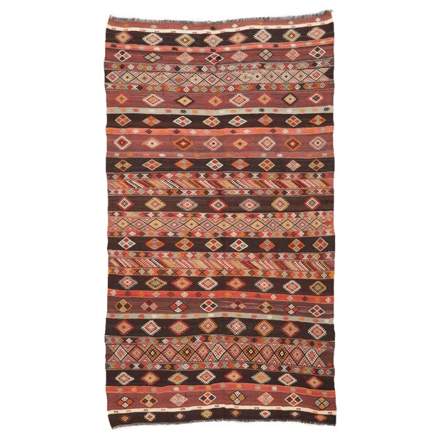 Textile Embroidered Vintage Kilim Rug For Sale - Image 7 of 7