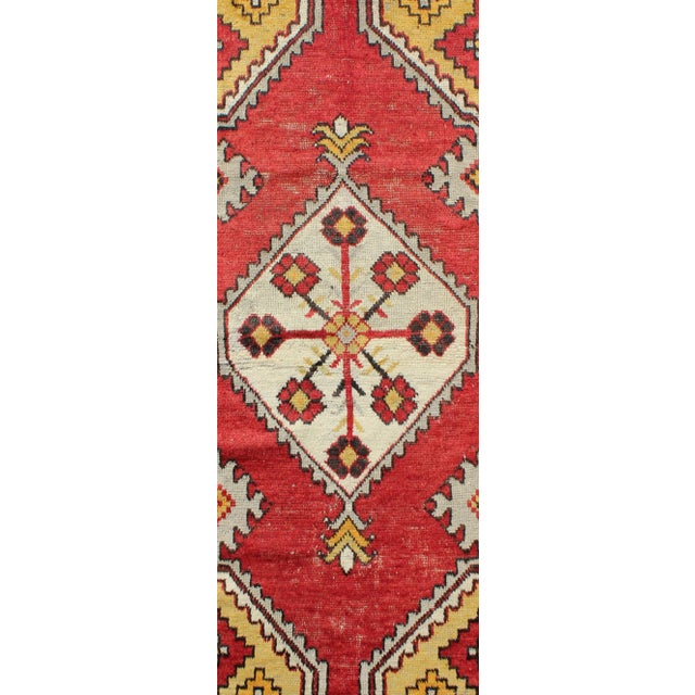 1930s Tribal Medallion vintage Turkish Oushak rug in red, brown, gray, yellow, rug , country of origin / type: Turkey /...